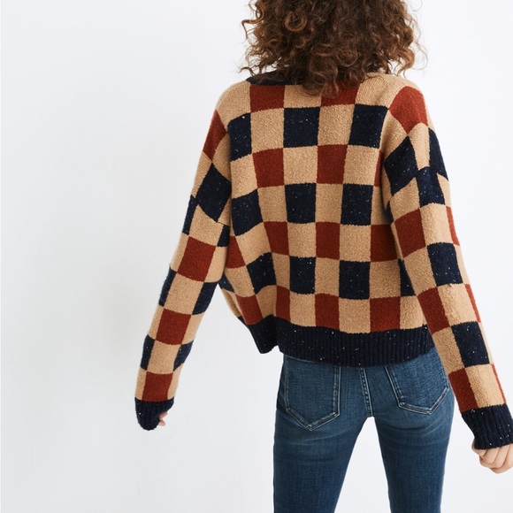 Madewell Checkered Colburne Cardigan Sweater in Coziest Textured Yarn - Picture 3 of 6
